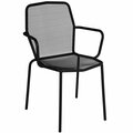 Bfm Seating Avalon Black Stackable E-Coated Steel Outdoor / Indoor Arm Chair 163DV354BL